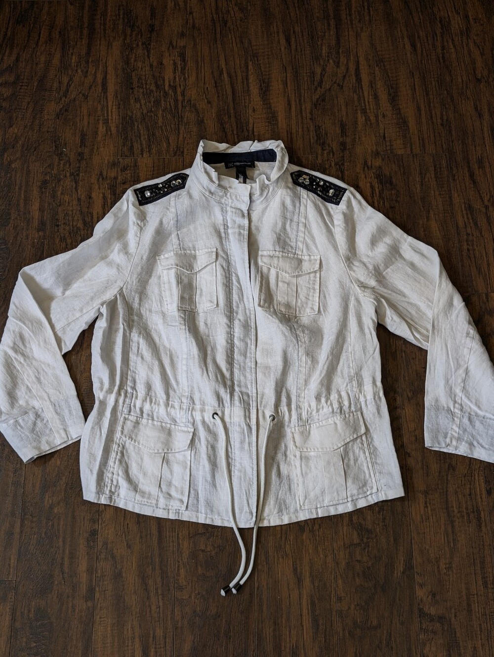 INC international concepts sz 1X women's linen jacker Drawstring Utility Jacket - Picture 5 of 9